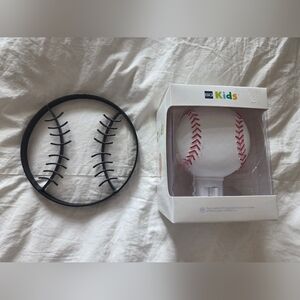 Kids Baseball Night Light with Black Metal Wall Mount Baseball